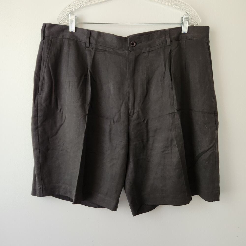 Nautica Rigger Classic Fit Men's Shorts 40 Black Silk Linen Pleated Resort Wear